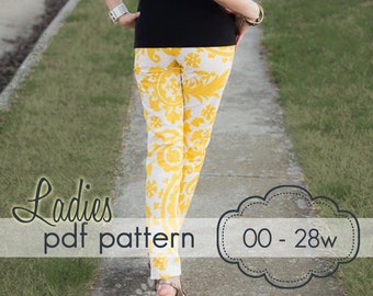 Ladies Skinny Pants, Capris and Shorts - INSTANT DOWNLOAD - 00 through 28w, 7 length options - pdf sewing pattern