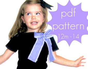 Easy Cap Sleeve Tee - INSTANT download - PDF Sewing Pattern -12m - 14 and doll/preemie