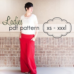 Ladies Wideleg Pants, Capris and Shorts INSTANT DOWNLOAD xs through xxxl, 5 length options pdf sewing pattern image 1