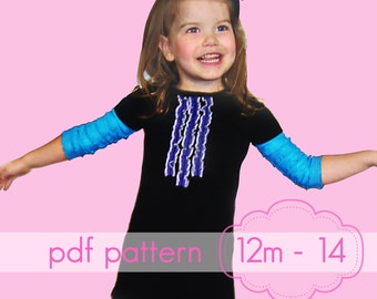 Cap-Sleeve A-Line Dress - INSTANT download - pdf sewing pattern - 12m - 14