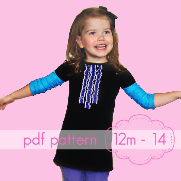 A-Linien Kleid mit Flügelärmeln - SOFORT download - pdf Schnittmuster - 12m - 14