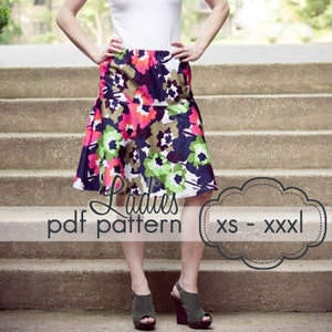 Easy Swing Skirt - INSTANT download - Ladies PDF Sewing Pattern - xs, s, m, l, xl, xxl