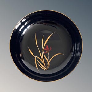 Vintage Made in Japan Black Lacqured Aesthetic Large Bowl