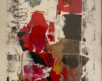 Original Collage "Red", Acryl / Mischtechnik, 30x42 cm, gerahmt
