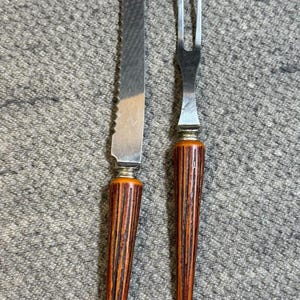 Tranchiergabel Messer-Set Holzimitat Griff Edelstahl Sheffield England