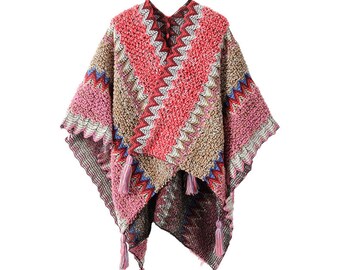 ethnic knitted soft poncho