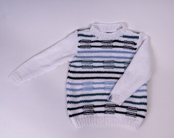 Hand-knitted children's sweater, pure cotton, easy-care