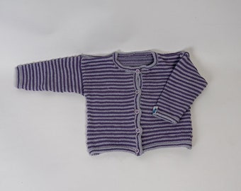 Veste bébé rayée tricotée main