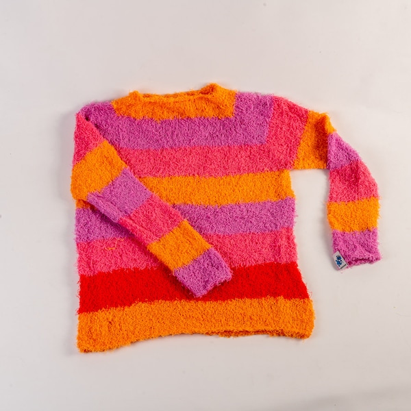 Hand-knitted, fluffy children's sweater