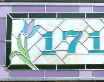 Custom Address and Family Name Signage, Stained Glass Design
