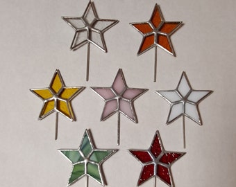 Tiniest Stained Glass Star Topper for Cone Trees, Ceramic Tree Star