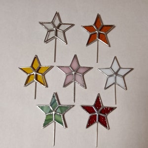 Tiniest Stained Glass Star Topper for Cone Trees, Ceramic Tree Star image 1