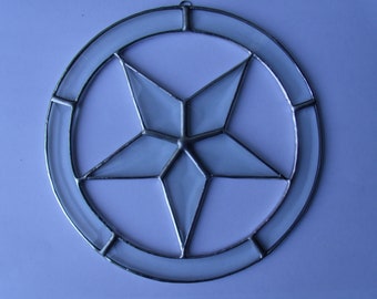 Pentagram Suncatcher, Beveled Glass Star Pentacle