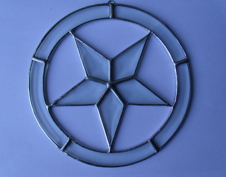 Pentagram Suncatcher Beveled Glass Star Pentacle