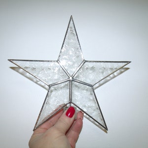 Clear Frosty Stained Glass Star Christmas Tree Topper