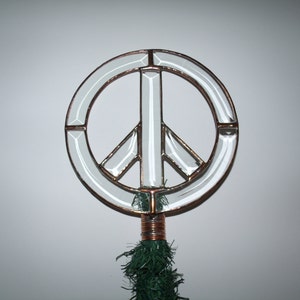 Rustic Peace Sign Christmas Tree Topper Clear Beveled Glass | Etsy