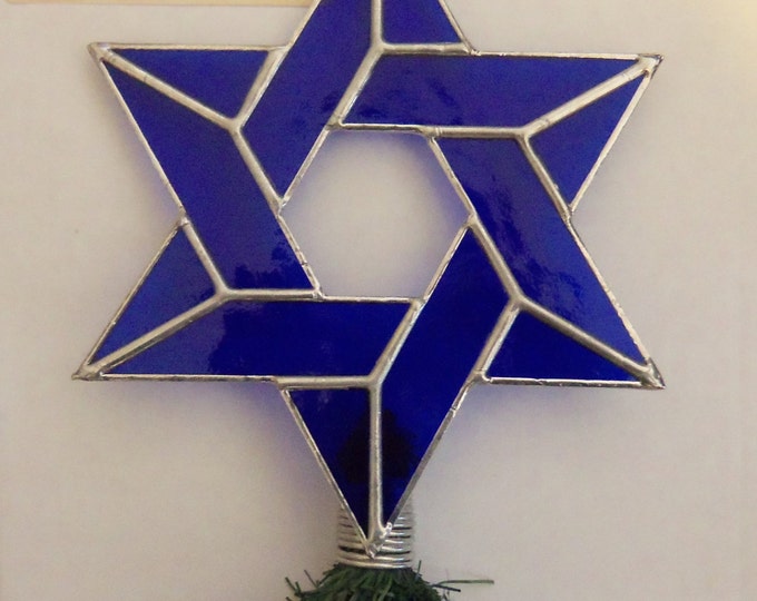 Jewish Star Tree Topper Stained Glass Six Point Star LARGE Etsy