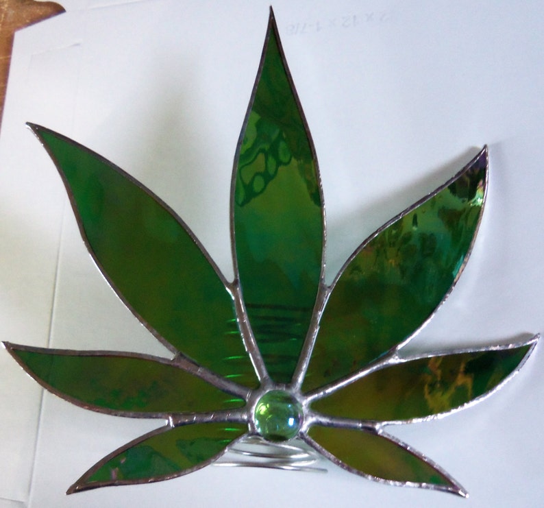 Stained Glass Marijuana Pot Leaf Christmas Tree Topper Stand Etsy