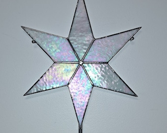 Large White Iridescent Christmas Star Tree Topper