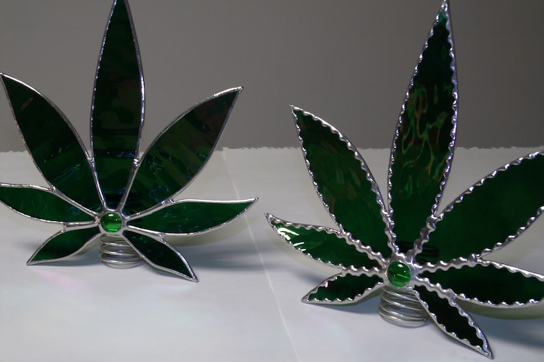 Stained Glass Marijuana Pot Leaf Christmas Tree Topper Stand Etsy