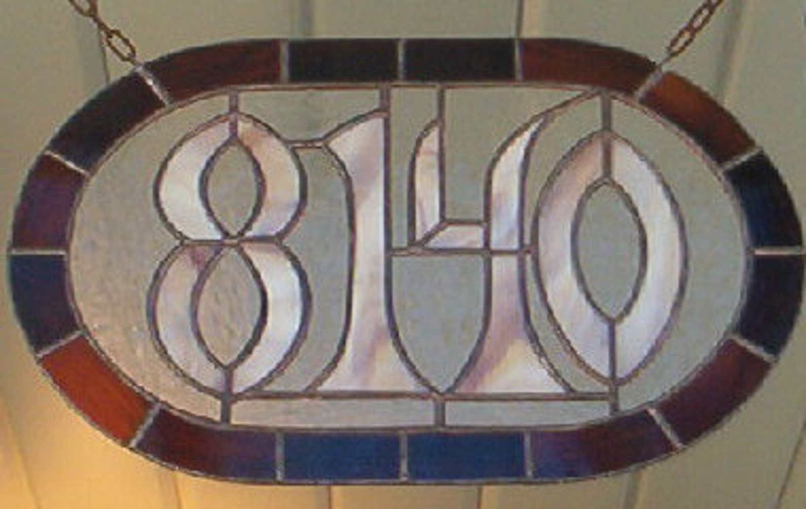 Custom Stained Glass Address Plaque House Numbers Etsy