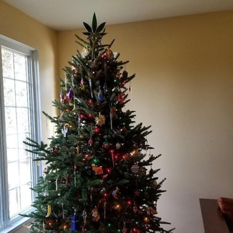 Stained Glass Marijuana Pot Leaf Christmas Tree Topper Stand Etsy