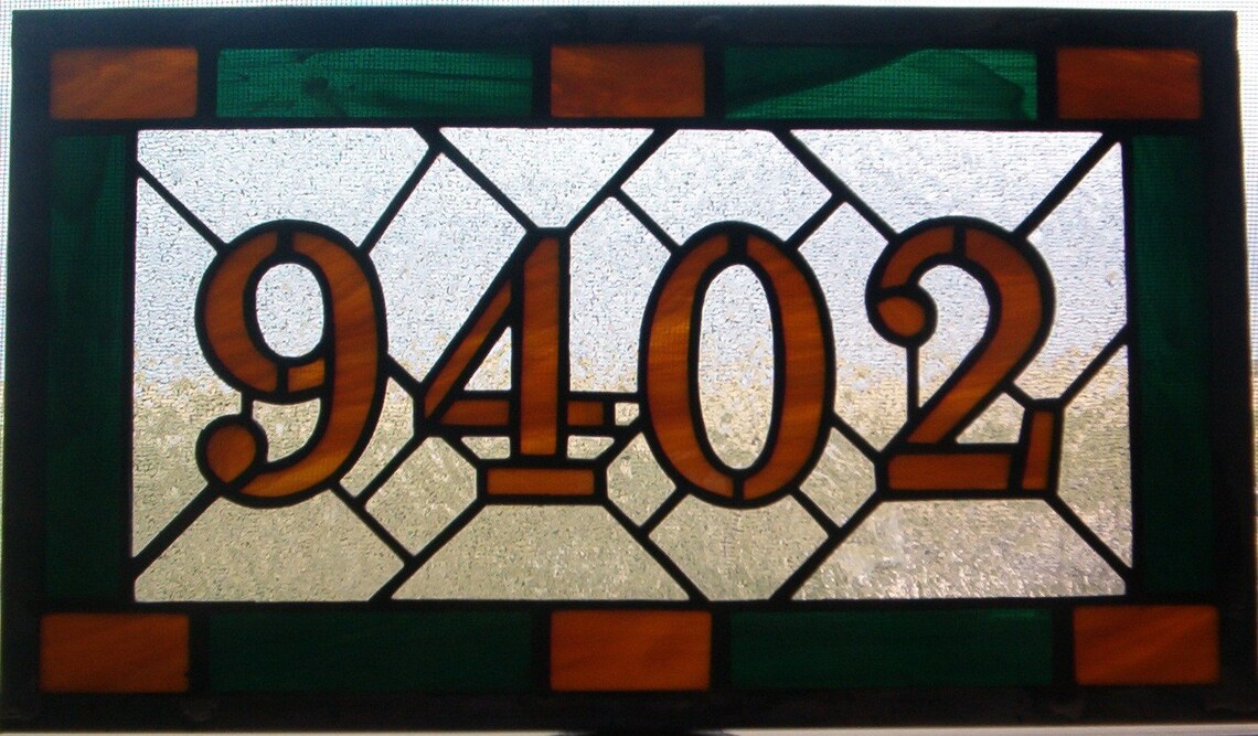 Custom Stained Glass Address Plaque House Numbers Etsy