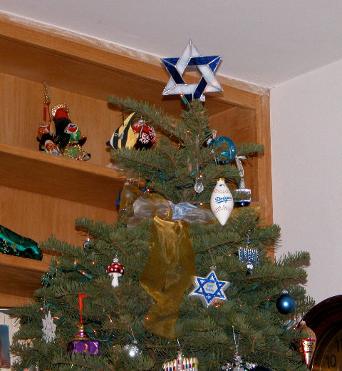 Light Up Jewish Star Tree Topper with Light Clips Stained Etsy