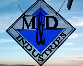 Custom Stained Glass Business Logos, Business Signage, Custom Window Panels