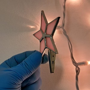 Tiniest Stained Glass Star Topper for Cone Trees, Ceramic Tree Star Clip On