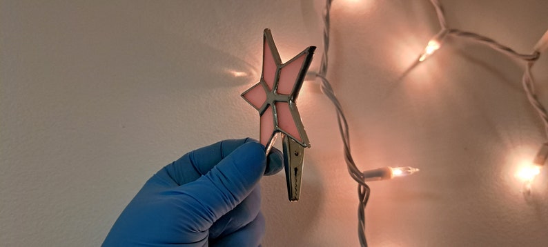 Tiniest Stained Glass Star Topper for Cone Trees, Ceramic Tree Star Clip On