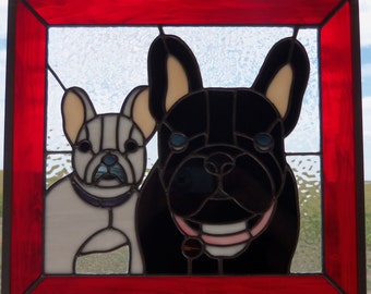 Custom Stained Glass Pet Portraits, Hand Made Dog Window Panel