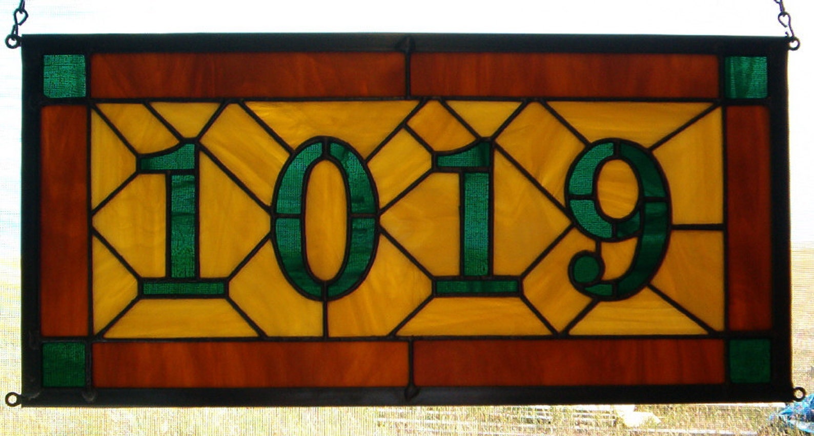 Custom Stained Glass Address Plaque House Numbers Etsy
