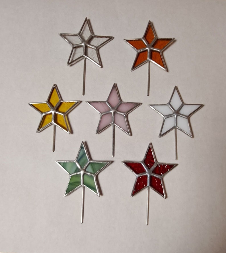 Tiniest Stained Glass Star Topper for Cone Trees, Ceramic Tree Star image 1