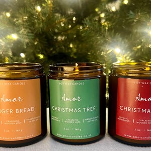 Christmas Candle Trio: Soy Wax with Crackling Wood Wicks