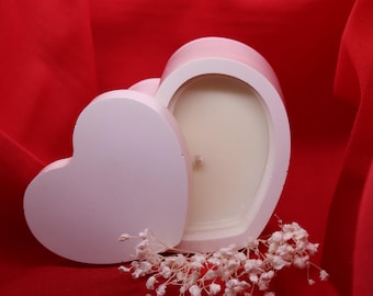 Heart Shaped Soy Wax Candle:  Stone Cast Container