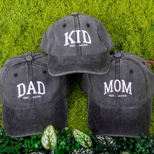 Custom Embroidered Dad & Mum Caps,Family Matching Hats,Kids Hat,Big Bro Hat,Pregnancy Reveal,Personalized Gift,Team Hat,Dad Caps,Trucker Cap