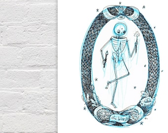 The World tarot art print from The Skeleton Tarot, gift for graduation, witchy housewarming gift