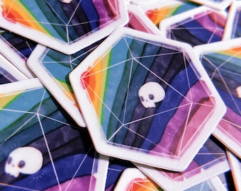 DND rainbow D20 sticker, vinyl waterproof sticker for water bottles and laptops, nerdy stickers for dungeons and dragons player, gift for dm