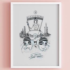 Instant download: The Chariot tarot card printable wall art from The Skeleton Tarot, 8x10 and 5x7 print