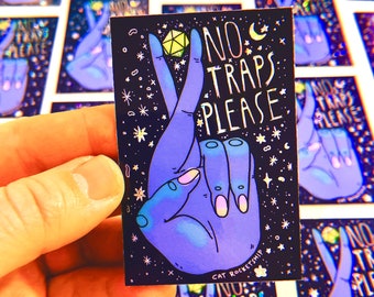 No Traps Please | Baldur's Gate vinyl waterproof sticker for water bottles and laptops, nerdy stickers for dungeons and dragons player