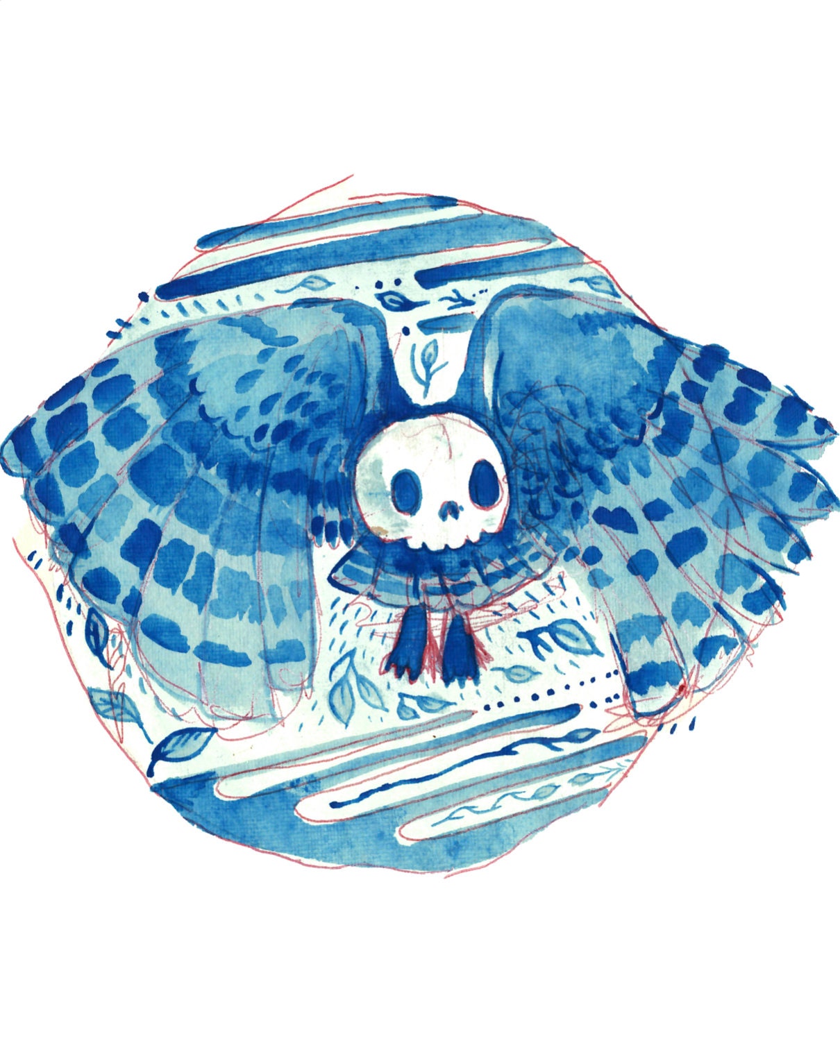 Barred Owl Death | 5x7 Print | 8x10 Print | Cat Rocketship | Hand Drawn, Animal, Watercolor, Unframe