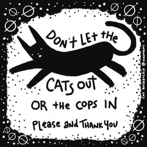 Cats in / cops out print. ACAB, leftist art to abolish the police, anarchist art, housewarming gift image 1