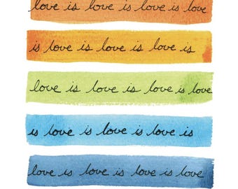 Love is love 5x7 digital print for home printing, LGBTQ and ally art, pride art