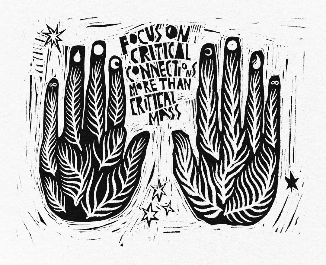 Black and White Art of Hands and Ferns With the Words "focus on ...