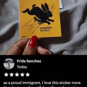 Inga gränser, inga murar, kaninklistermärke, socialistiskt klistermärke, vänsterklistermärke, avskaffa murar, avskaffa gränser, avskaffa is, anarkistiskt klistermärke bild 5