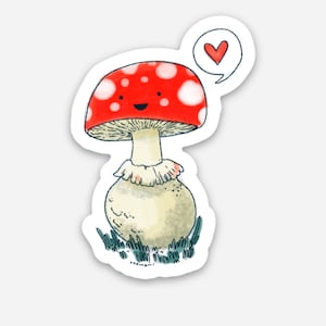 Mushroom love 2” die cut sticker, vinyl waterproof sticker for water bottles,  laptops, forager sticker, hiker stickers, gift