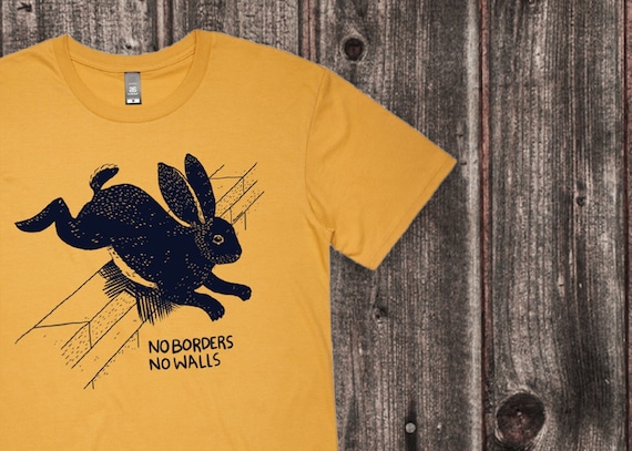 No Borders No Walls Bunny Adult Leftist Shirt, Socialist T-shirt