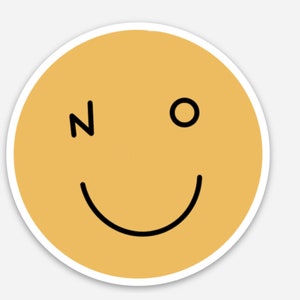 SIN pegatina sonriente, sin pegatina impermeable de vinilo de agradecimiento, pegatina de botella de agua, pegatina de computadora portátil, pegatina divertida