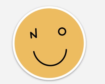 NO smiley sticker, no thank you vinyl waterproof sticker, water bottle sticker, laptop sticker, funny sticker